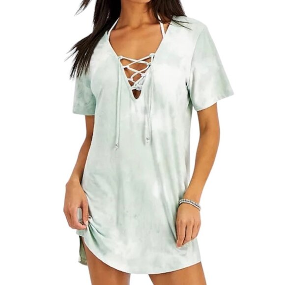 J VALDI Other - J VALDI Tie-Dyed Print Lace-Up Mini Dress Cover-Up